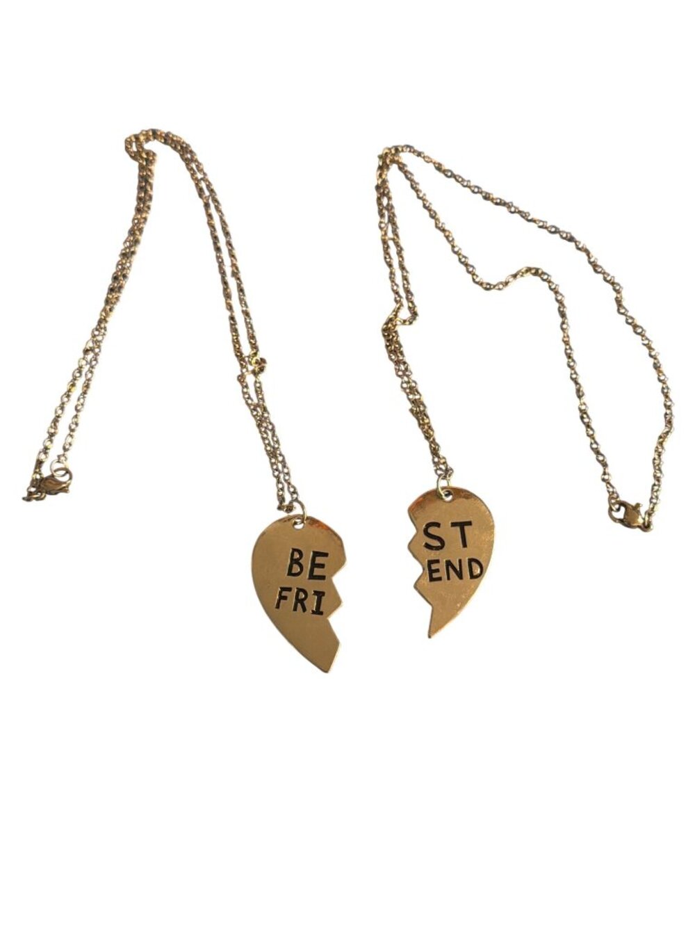 Best Friends Broken Heart Pendant Necklaces Silver Tone Set Of 2 19" Chain NWOT